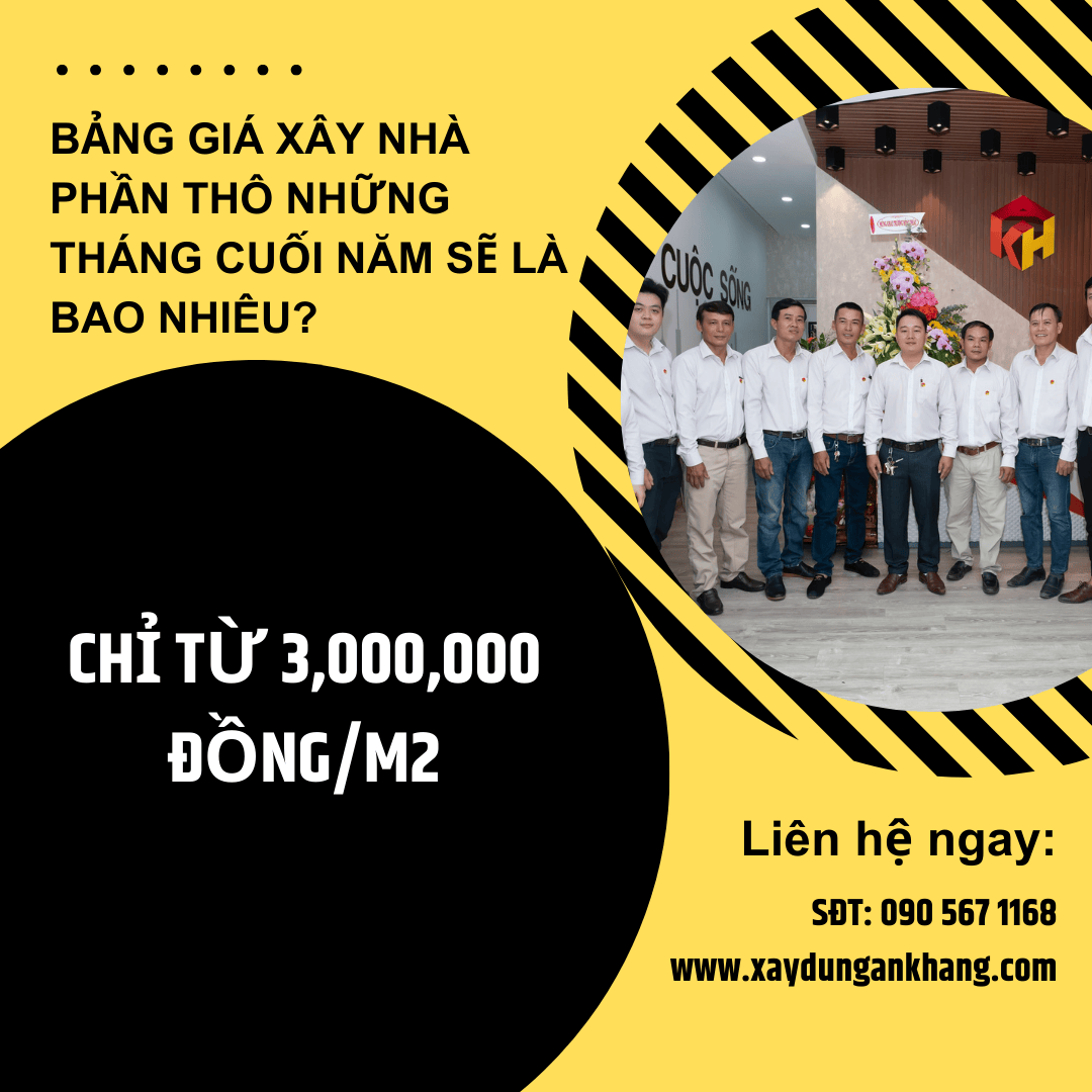 Bảng giá xây nhà phần thô những tháng cuối năm 2025, sẽ là bao nhiêu?